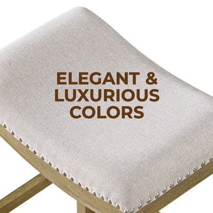 ROME + OAK Parker Backless Saddle Kitchen Counter Stool, Natural, Cream Fabric