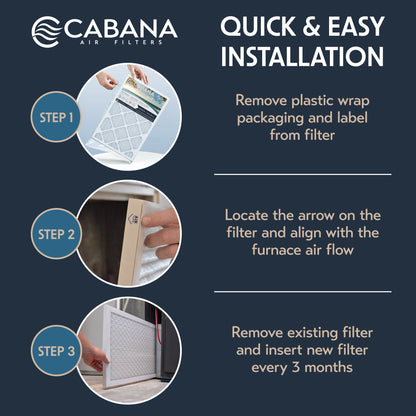 Cabana Air Filters 6 Pack HVAC Furnace Air Filters, MERV 8, 16 x 25 x 1, White