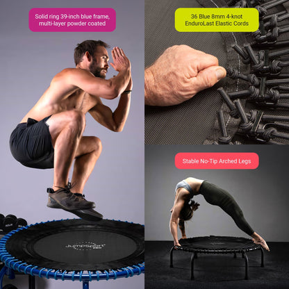 JumpSport 350 PRO Fitness Trampoline, Cardio Workout Equipment, 39 Inch, Blue