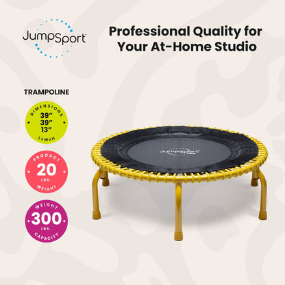 JumpSport 350 PRO Fitness Trampoline, Cardio Workout Equipment, 39 Inch, Radiate