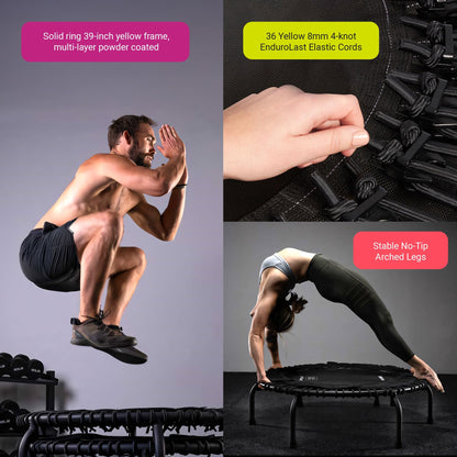 JumpSport 350 PRO Fitness Trampoline, Cardio Workout Equipment, 39 Inch, Radiate