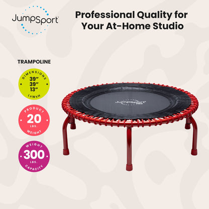JumpSport 350 PRO Fitness Trampoline, Cardio Workout Equipment, 39 Inch, Ignite