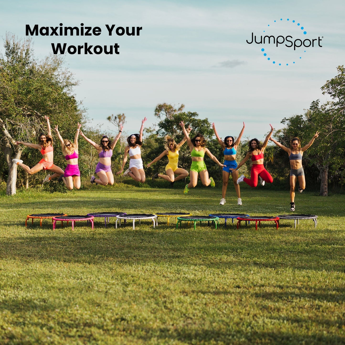 JumpSport 350 PRO Fitness Trampoline, Cardio Workout Equipment, 39 Inch, Ignite