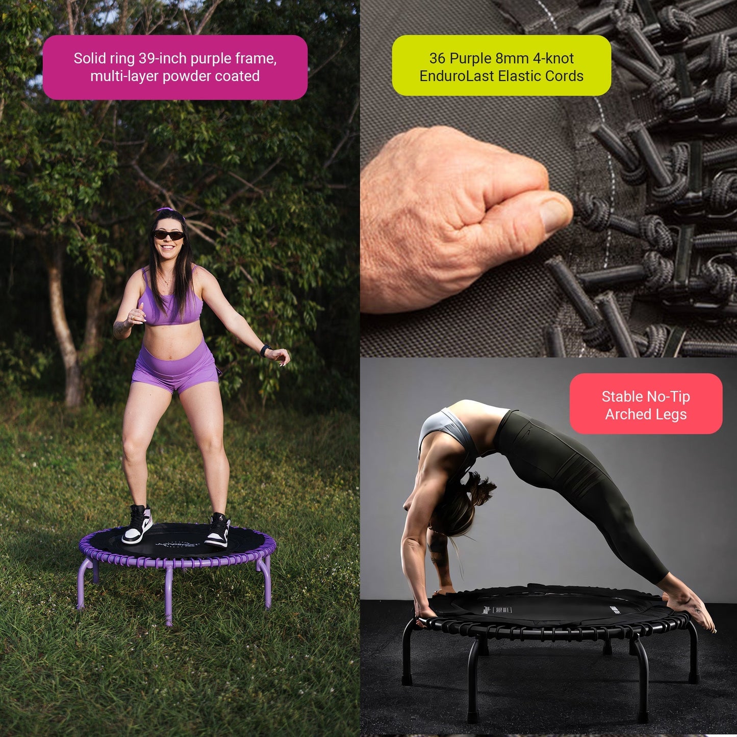 JumpSport 350 PRO Fitness Trampoline, Cardio Workout Equipment, 39 Inch, Inspire