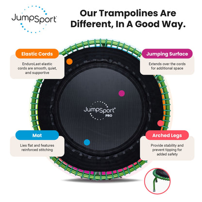JumpSport 350 PRO Fitness Trampoline, Cardio Workout Equipment, 39 Inch, Thrive