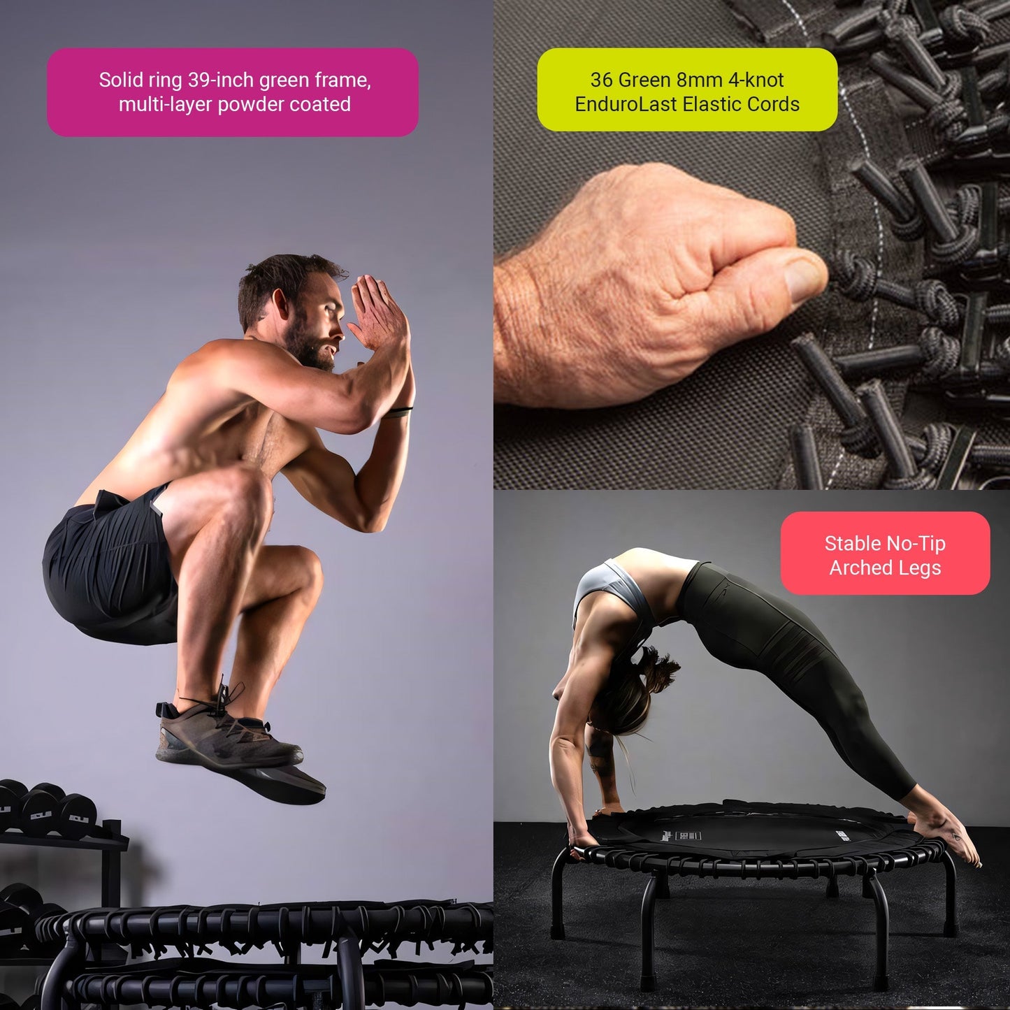 JumpSport 350 PRO Fitness Trampoline, Cardio Workout Equipment, 39 Inch, Thrive