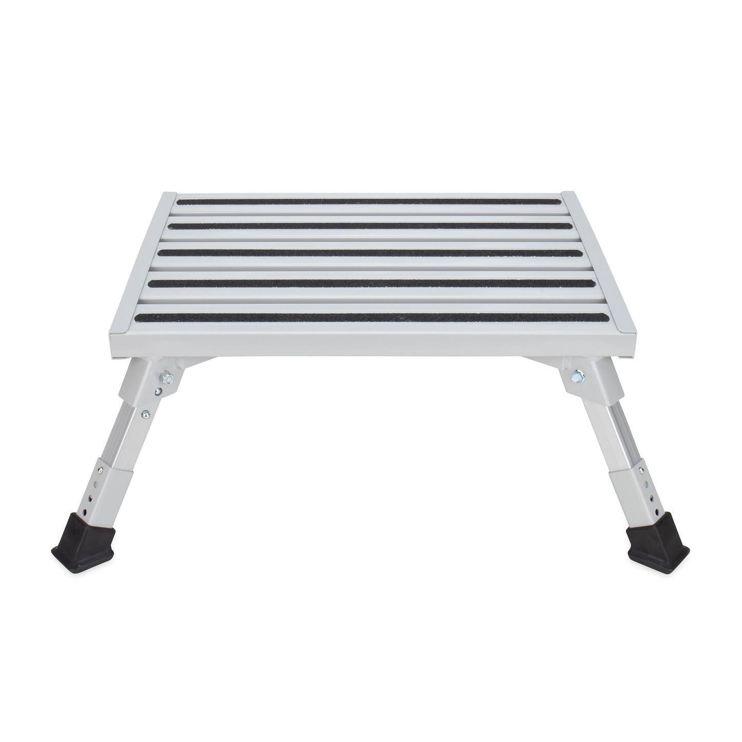Camco Folding Aluminum Step Stool, Adjustable Height for RV and Trailers, Silver