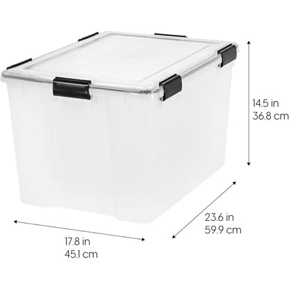 IRIS USA 74 Qt Storage Bins Plastic Gasket Box with Tight Latching Lids, 2 Pack
