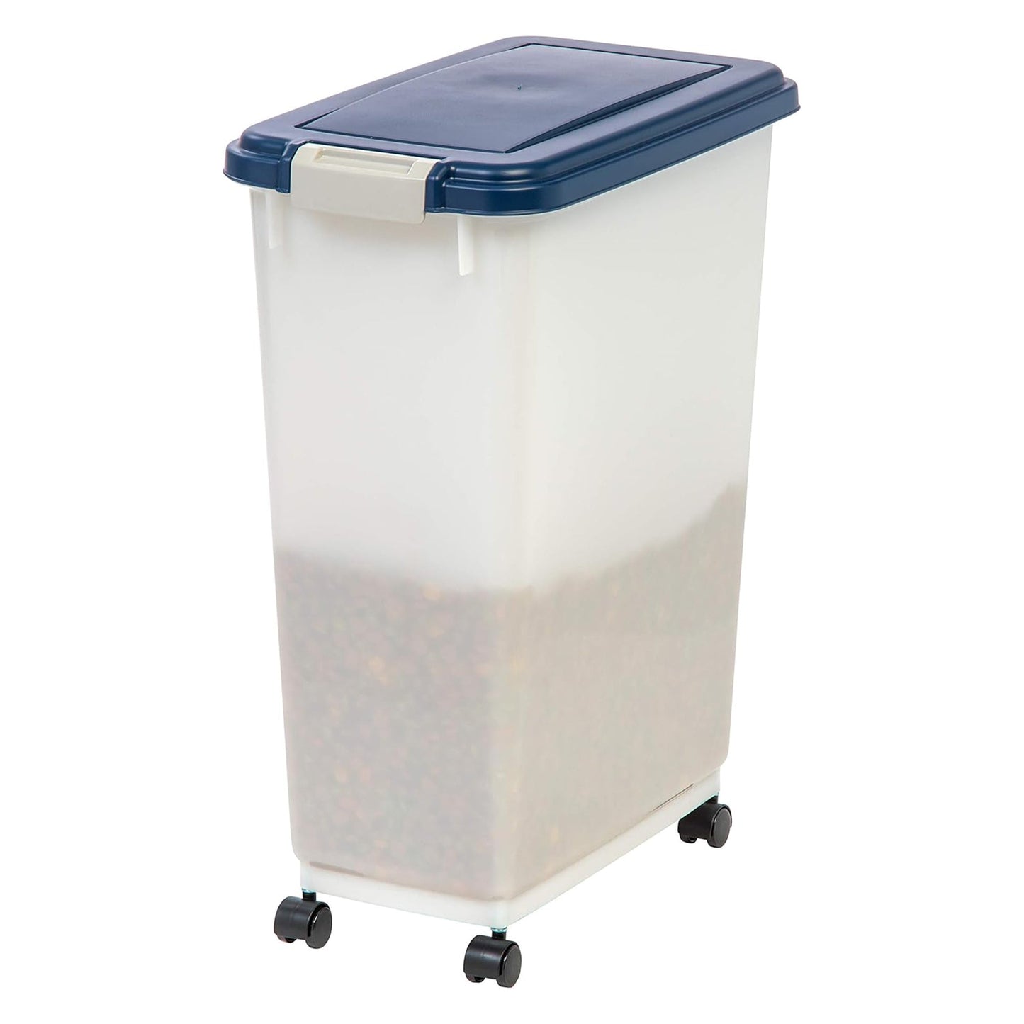 IRIS USA Pet Food Storage Container, Airtight Rolling Bin, 38 lbs, Navy, 6 Pack