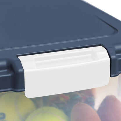 IRIS USA Pet Food Storage Container, Airtight Rolling Bin, 38 lbs, Navy, 6 Pack