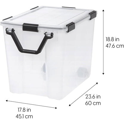 IRIS USA 103 Qt Storage Bins Plastic Gasket Box with Tight Latching Lids, 2 Pack