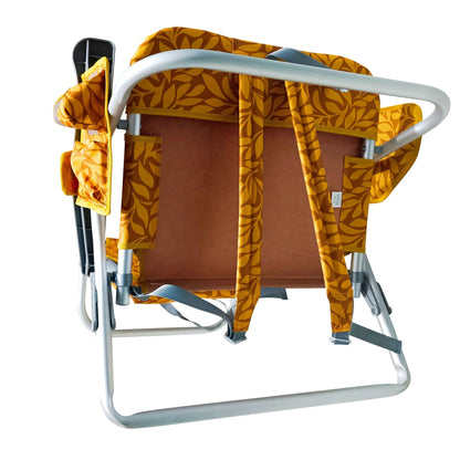 Bliss Hammocks Folding Beach Chair Recliner with Detachable Cooler, Amber Leaf