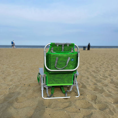 Bliss Hammocks Folding Beach Chair Recliner w/ Detachable Cooler, Banana Leaves