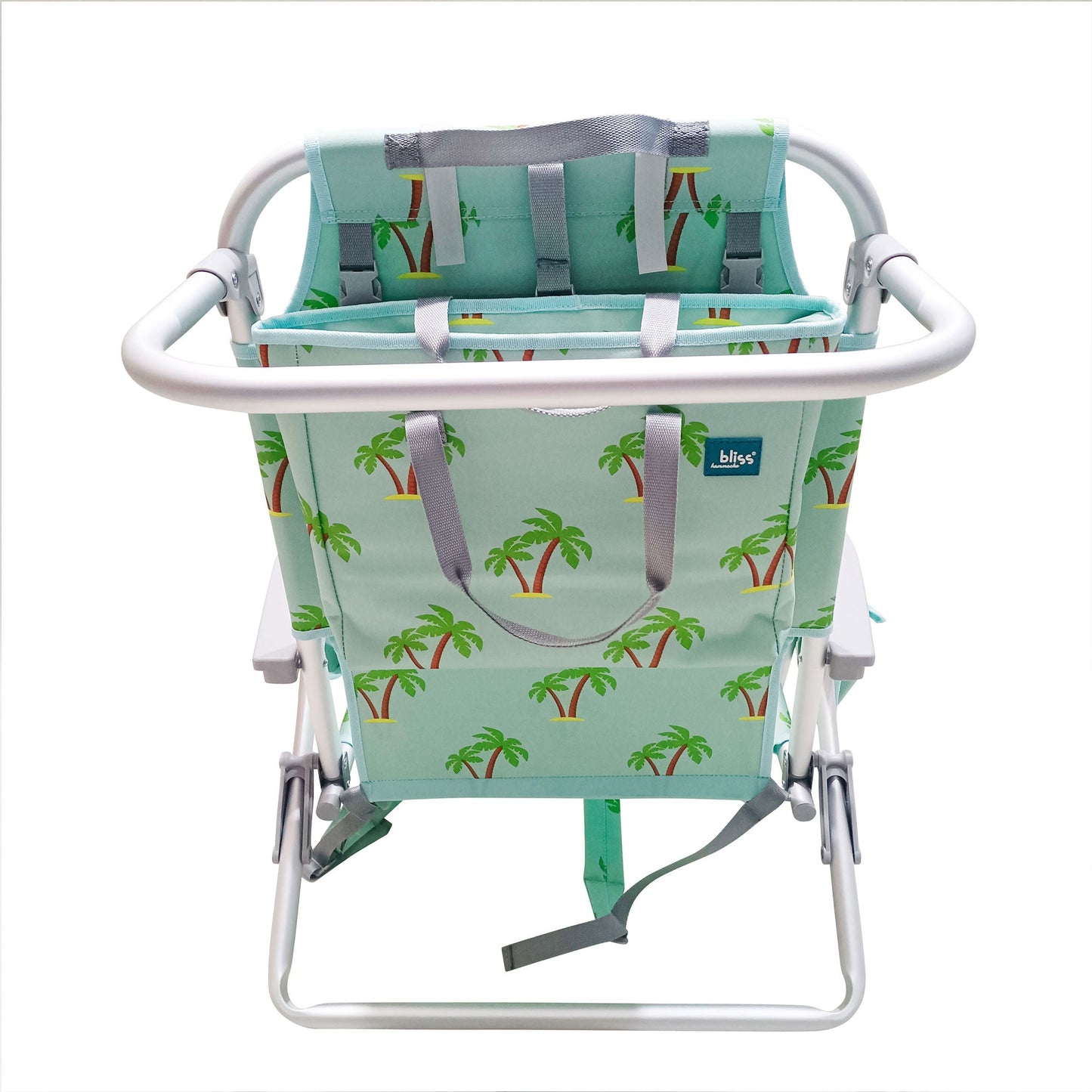 Bliss Hammocks Folding Beach Chair Recliner with Detachable Cooler, Palm Tree