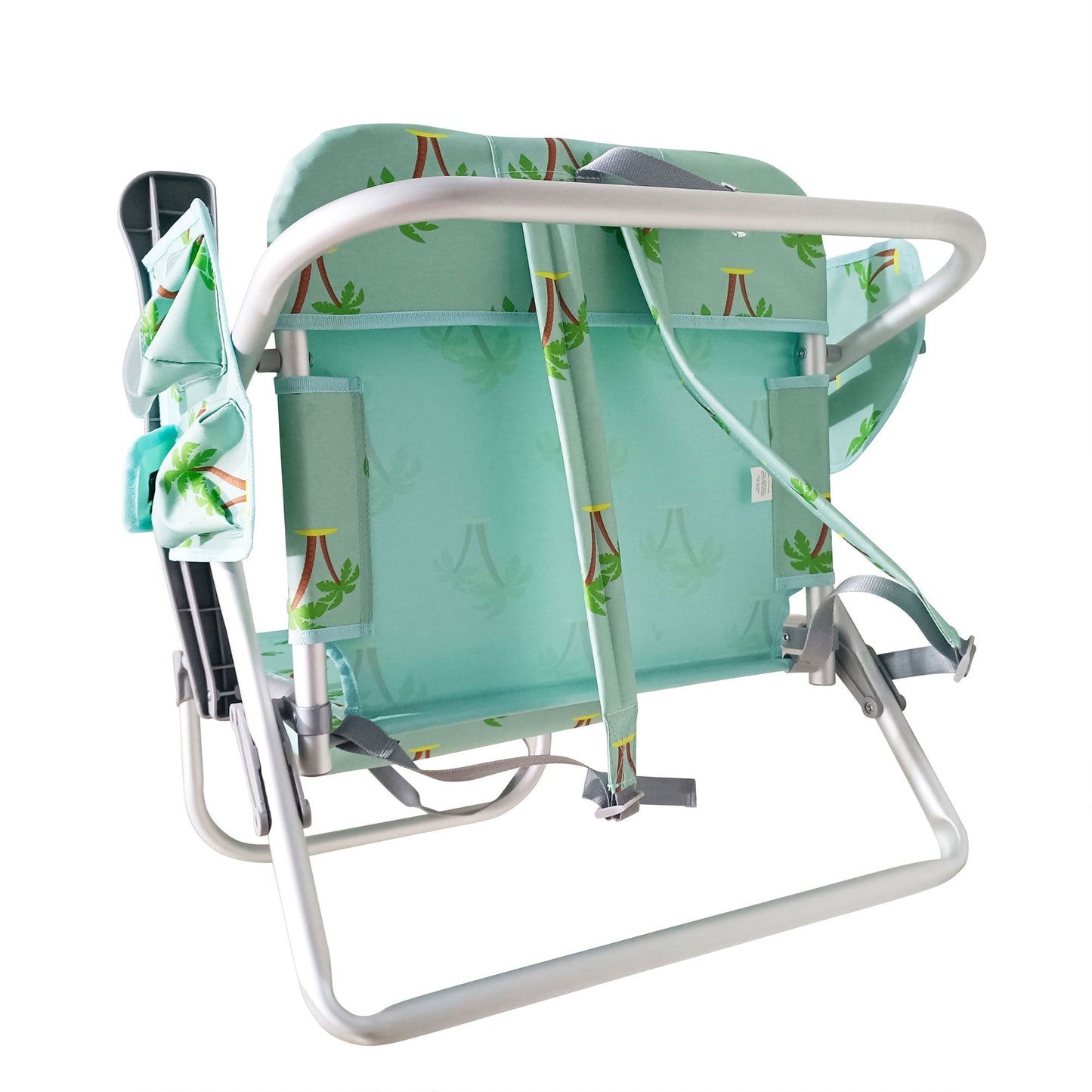 Bliss Hammocks Folding Beach Chair Recliner with Detachable Cooler, Palm Tree