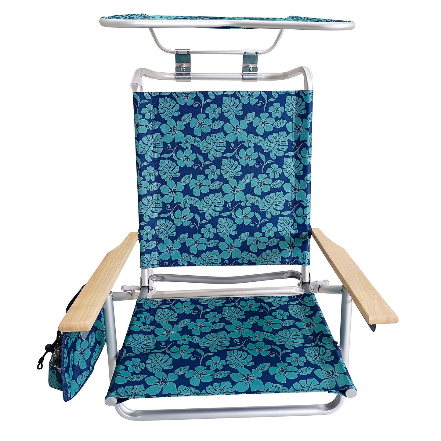 Bliss Hammocks Folding Beach Chair, Backpack Recliner with Canopy, Blue Flower