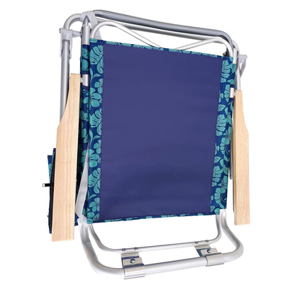 Bliss Hammocks Folding Beach Chair, Backpack Recliner with Canopy, Blue Flower