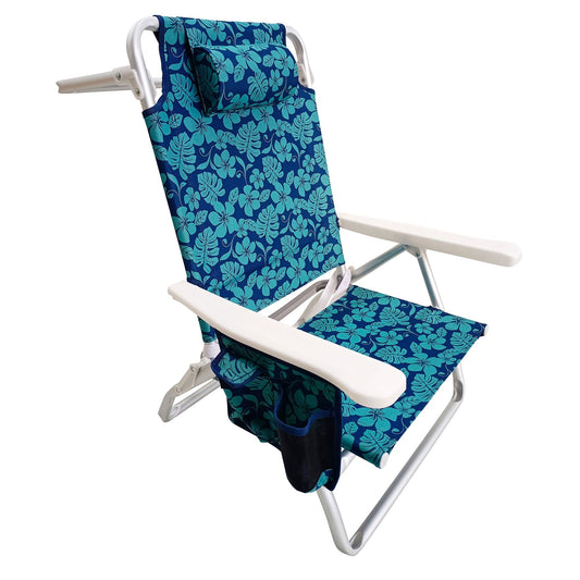 Bliss Hammocks Folding Beach Chair, Backpack Recliner with Towel Rack, Flower