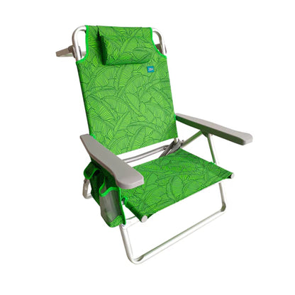 Bliss Hammocks Folding Beach Chair, Recliner with Towel Rack, Banana Leaves