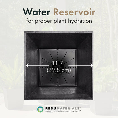 Tierra Verde 2 Pack Indoor Outdoor 13 Inch Self Watering Planters, Sonata, Black