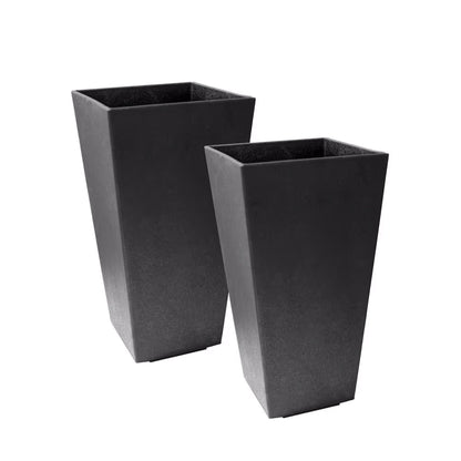 Tierra Verde 2 Pack Indoor Outdoor 20 Inch Self Watering Planters, Sonata, Black