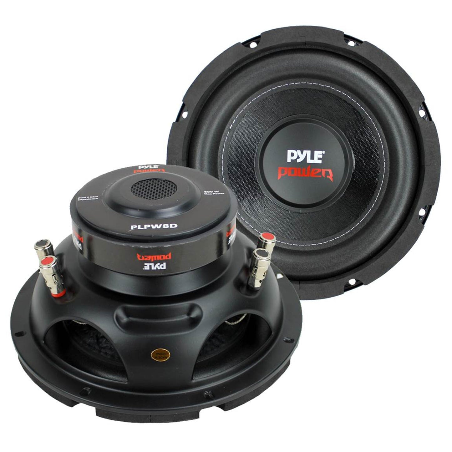 Pyle 8 Inch 1600W DVC 4 Ohm Car Audio Subwoofer Speaker Set, Black (2 Pack) - Find Fresh Goods