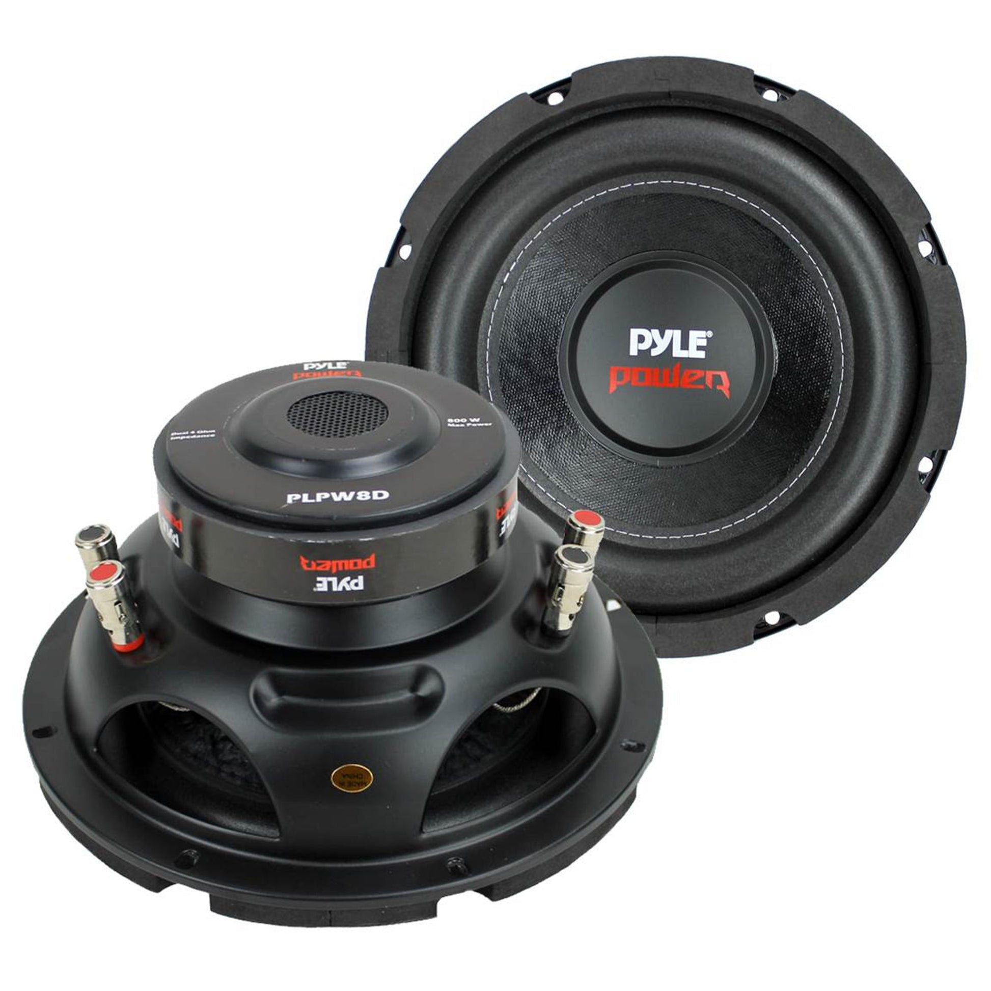 Pyle 8 Inch 1600W DVC 4 Ohm Car Audio Subwoofer Speaker Set, Black (2 Pack) - Find Fresh Goods