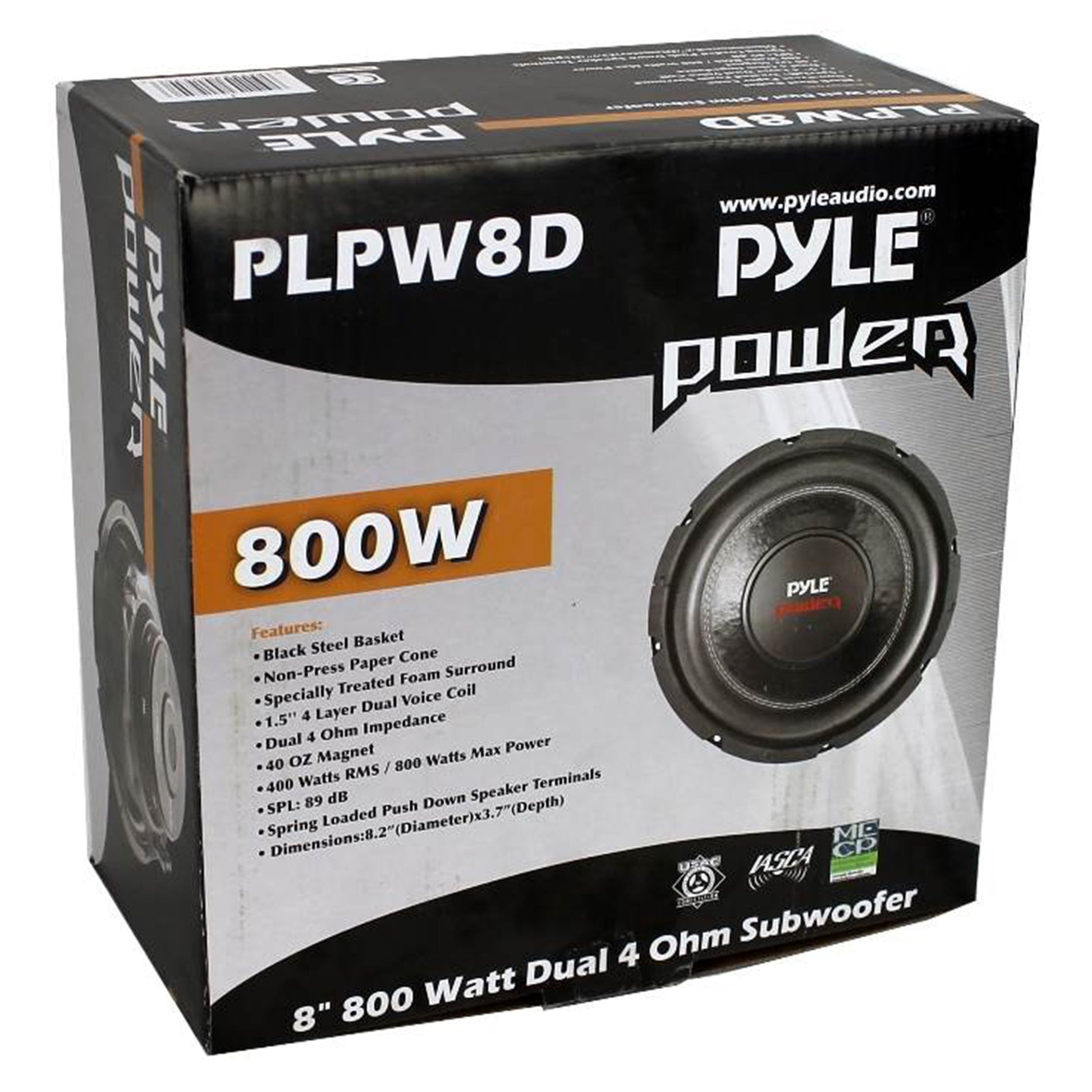 Pyle 8 Inch 1600W DVC 4 Ohm Car Audio Subwoofer Speaker Set, Black (2 Pack) - Find Fresh Goods