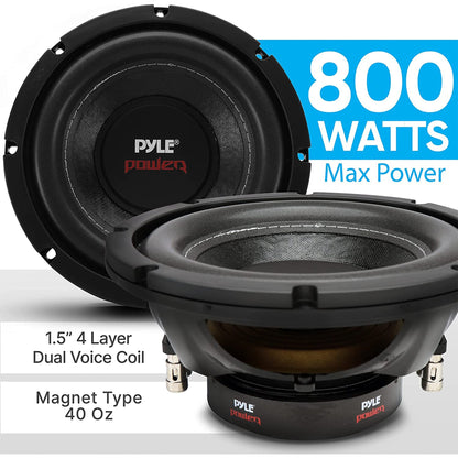 Pyle 8 Inch 1600W DVC 4 Ohm Car Audio Subwoofer Speaker Set, Black (2 Pack) - Find Fresh Goods