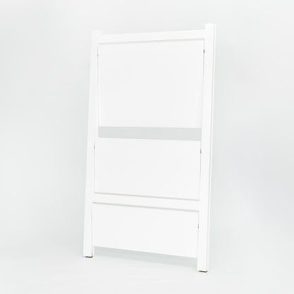 PJ Wood 3 Tier Foldable Bookshelf Wooden Storage Rack Home Display Stand, White