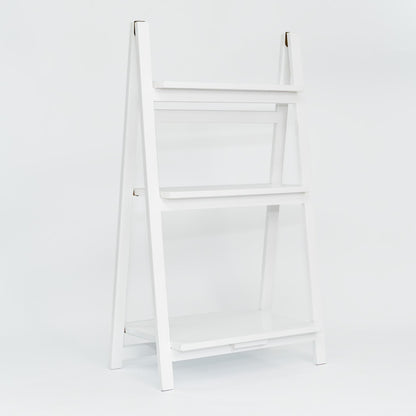 PJ Wood 3 Tier Foldable Bookshelf Wooden Storage Rack Home Display Stand, White