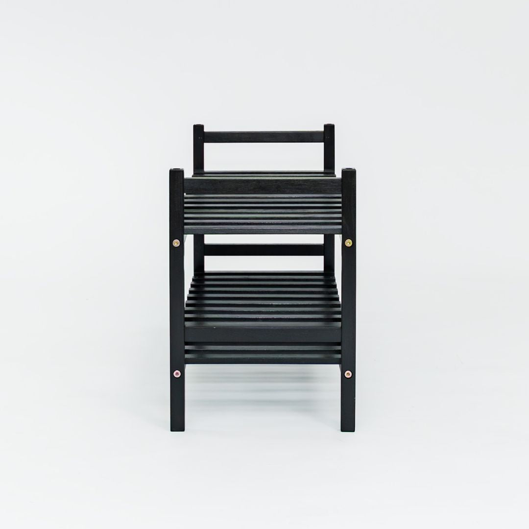 PJ Wood Stackable Wood Shoe Rack Organizer Shelf Closet Entryway Bedroom, Black