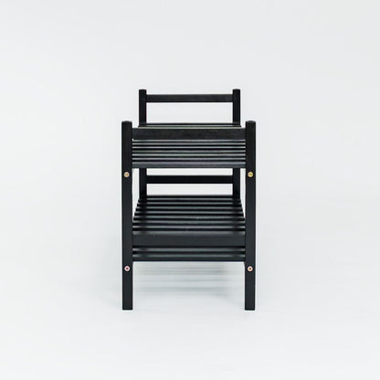 PJ Wood Stackable Wood Shoe Rack Organizer Shelf Closet Entryway Bedroom, Black