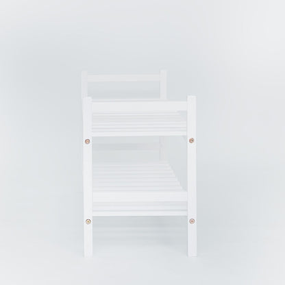PJ Wood Stackable Wood Shoe Rack Organizer Shelf Closet Entryway Bedroom, White