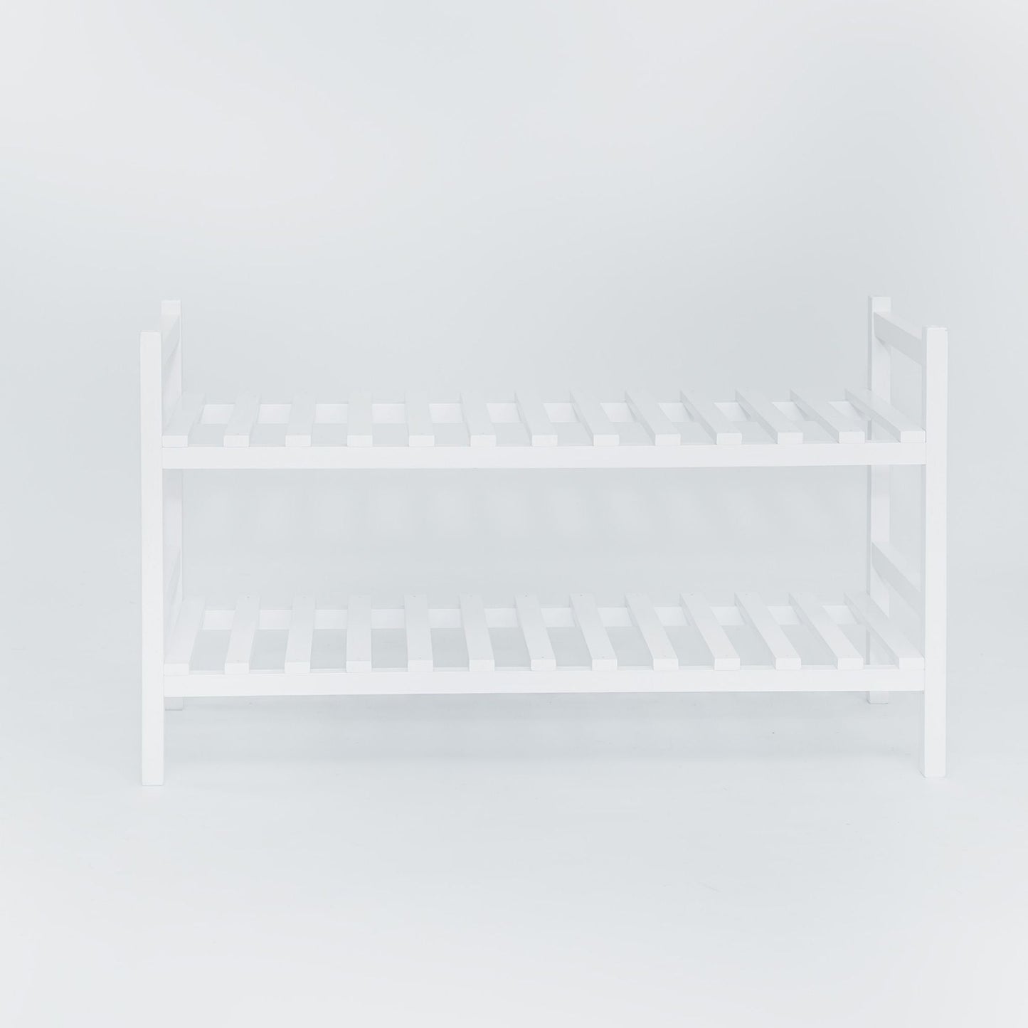 PJ Wood Stackable Wood Shoe Rack Organizer Shelf Closet Entryway Bedroom, White