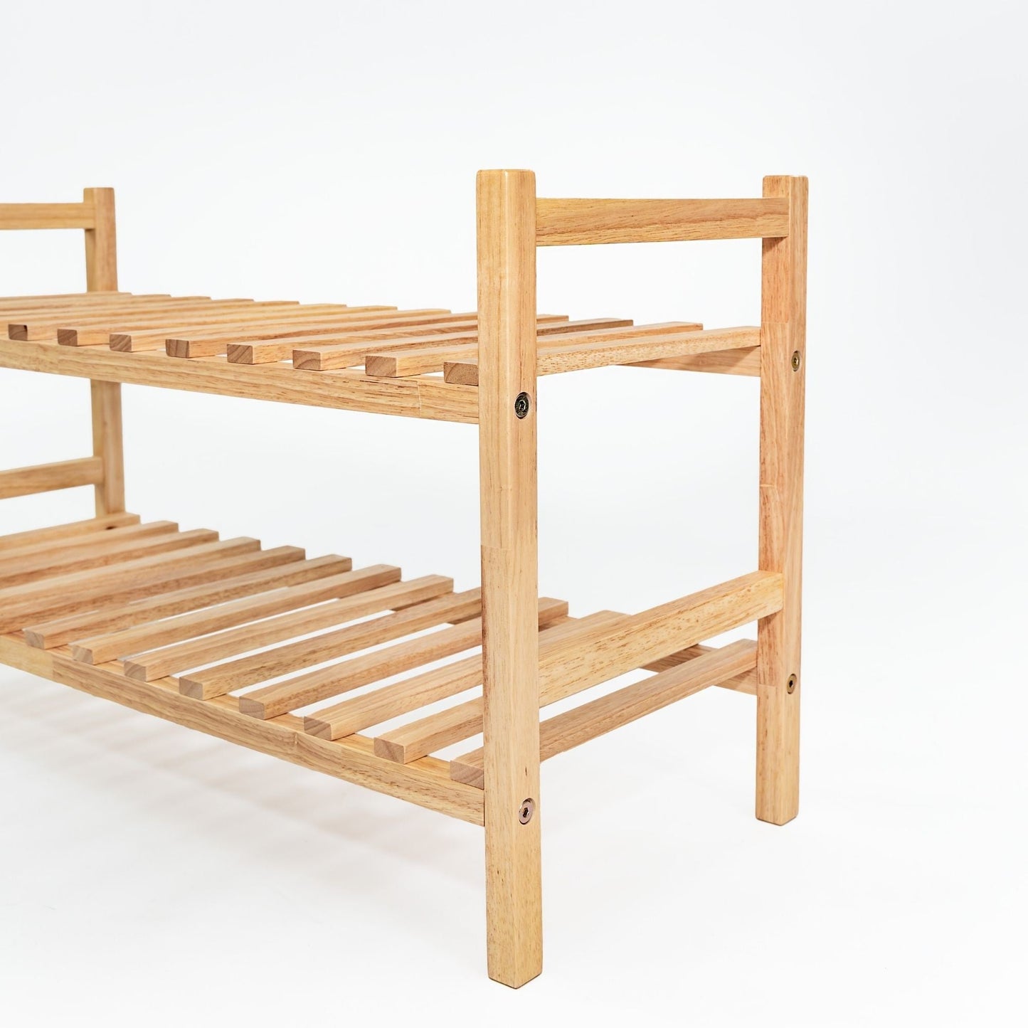 PJ Wood Stackable Wood Shoe Rack Organizer Shelf Closet Entryway Bedroom Natural