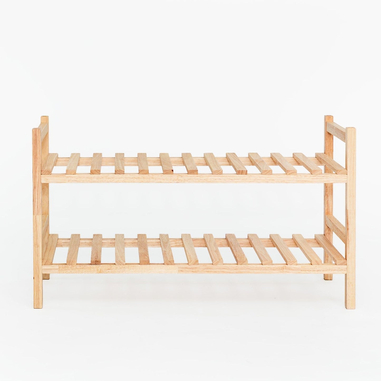 PJ Wood Stackable Wood Shoe Rack Organizer Shelf Closet Entryway Bedroom Natural