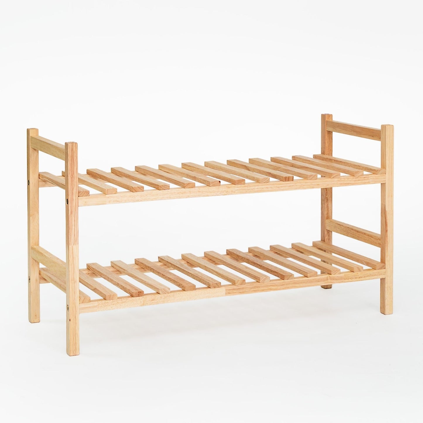 PJ Wood Stackable Wood Shoe Rack Organizer Shelf Closet Entryway Bedroom Natural