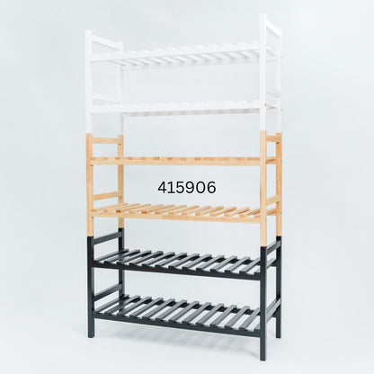 PJ Wood Stackable Wood Shoe Rack Organizer Shelf Closet Entryway Bedroom Natural