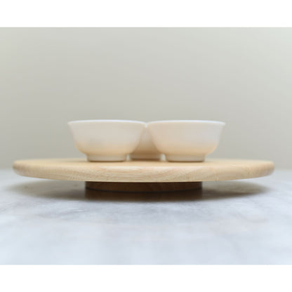 PJ Wood Round Natural Wooden Lazy Susan Organizer Kitchen Cabinet Turntable Tray