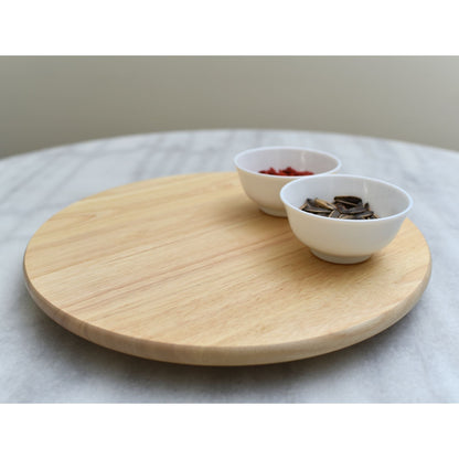 PJ Wood Round Natural Wooden Lazy Susan Organizer Kitchen Cabinet Turntable Tray