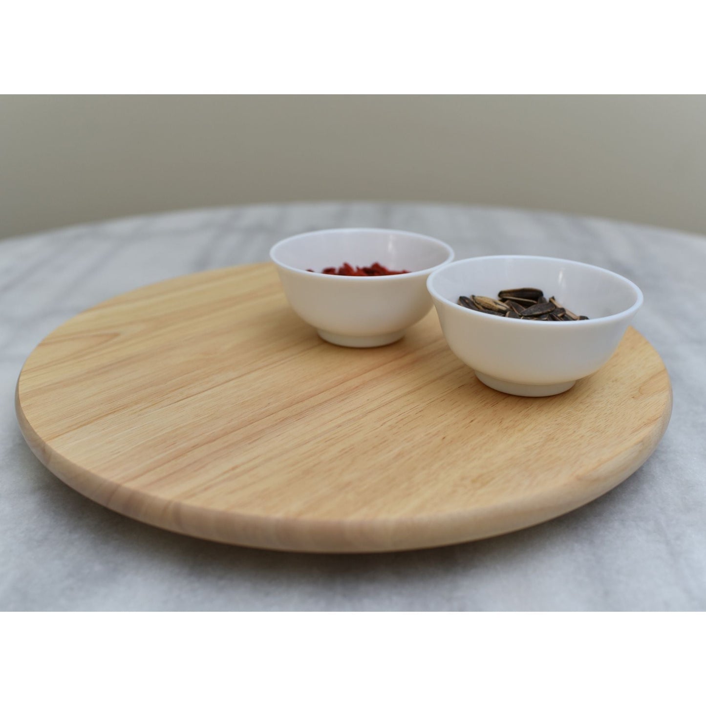 PJ Wood Round Natural Wooden Lazy Susan Organizer Kitchen Cabinet Turntable Tray