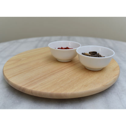 PJ Wood Round Natural Wooden Lazy Susan Organizer Kitchen Cabinet Turntable Tray