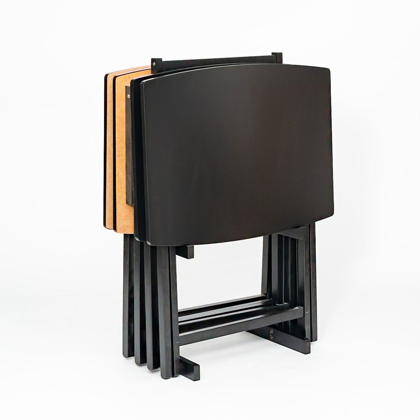 PJ Wood 5 Pack XL Oversize Tray Table Set for Living Room or Kitchen, Black