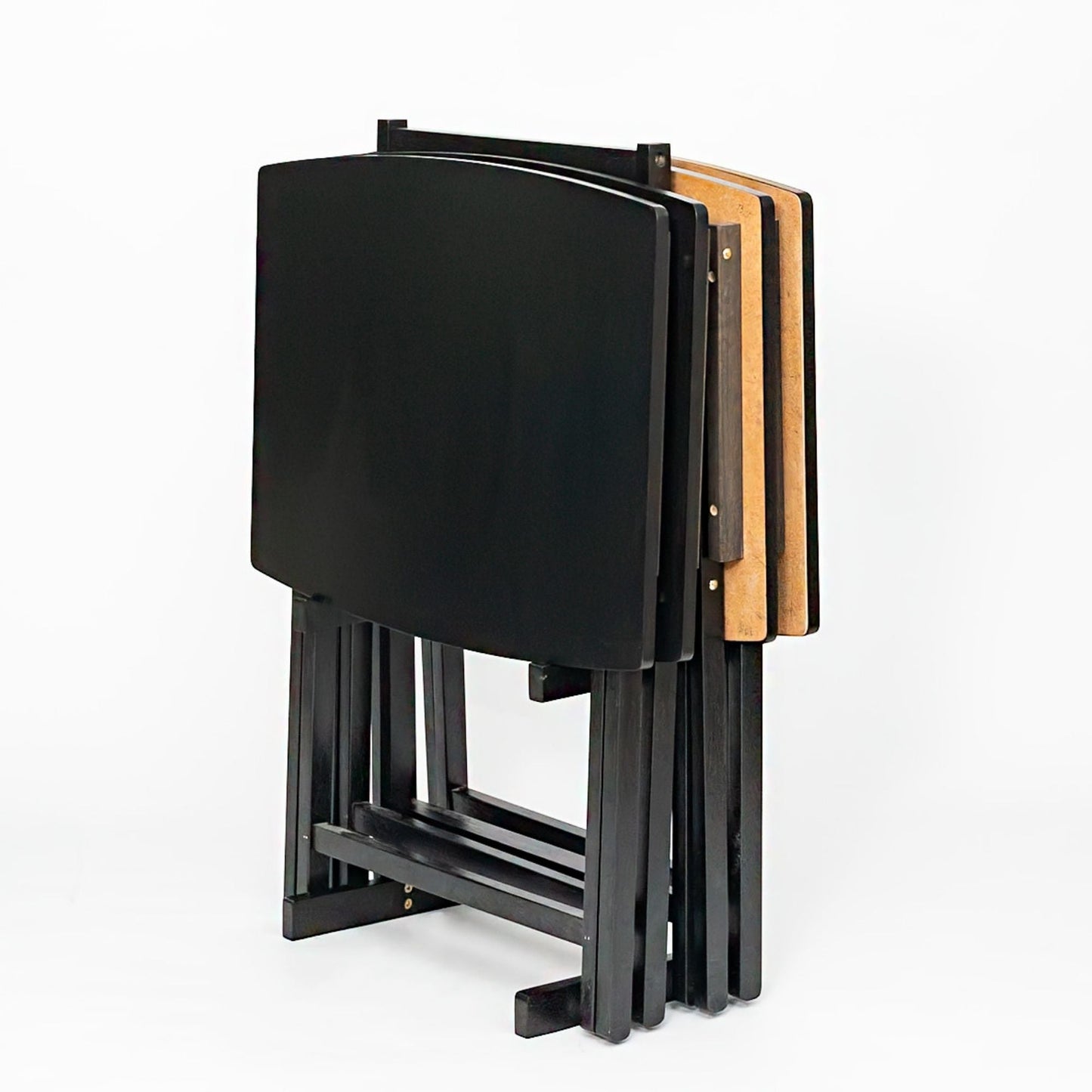 PJ Wood 5 Pack XL Oversize Tray Table Set for Living Room or Kitchen, Black