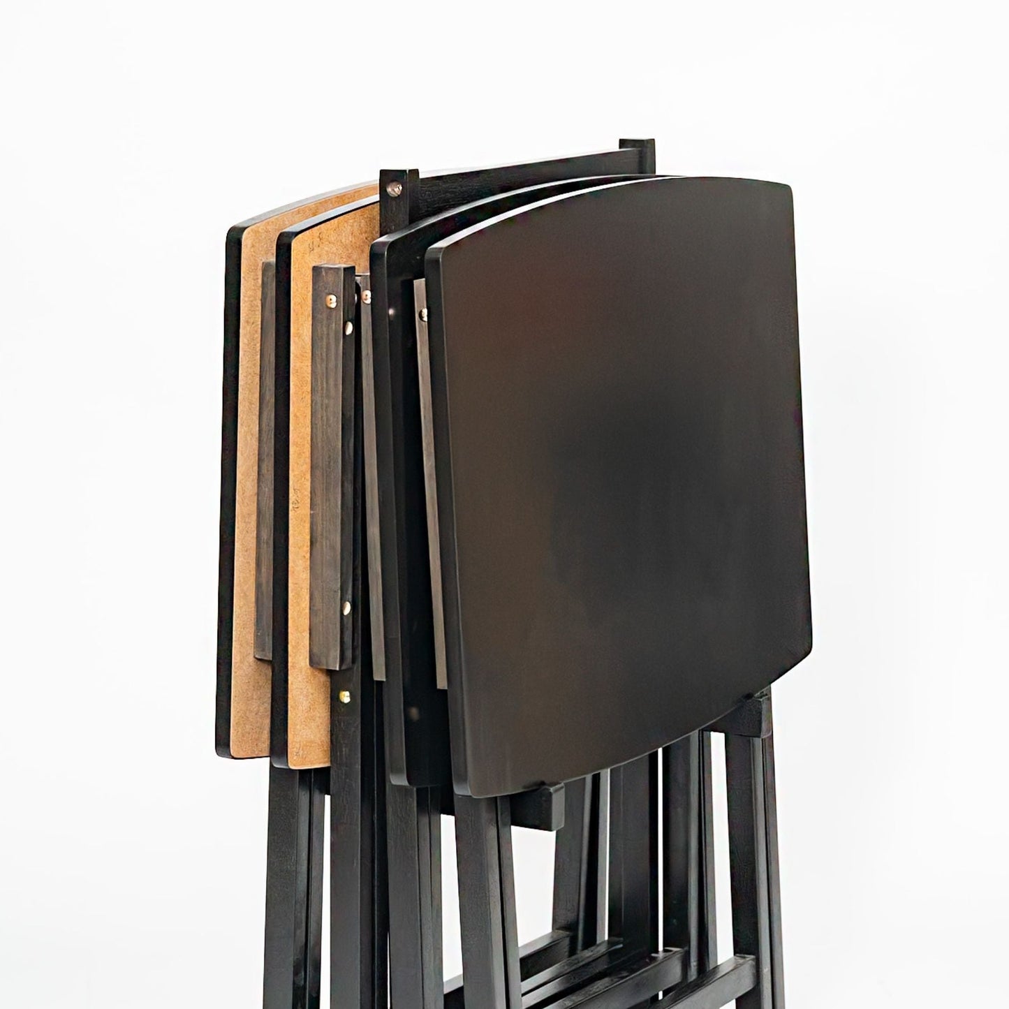 PJ Wood 5 Pack XL Oversize Tray Table Set for Living Room or Kitchen, Black