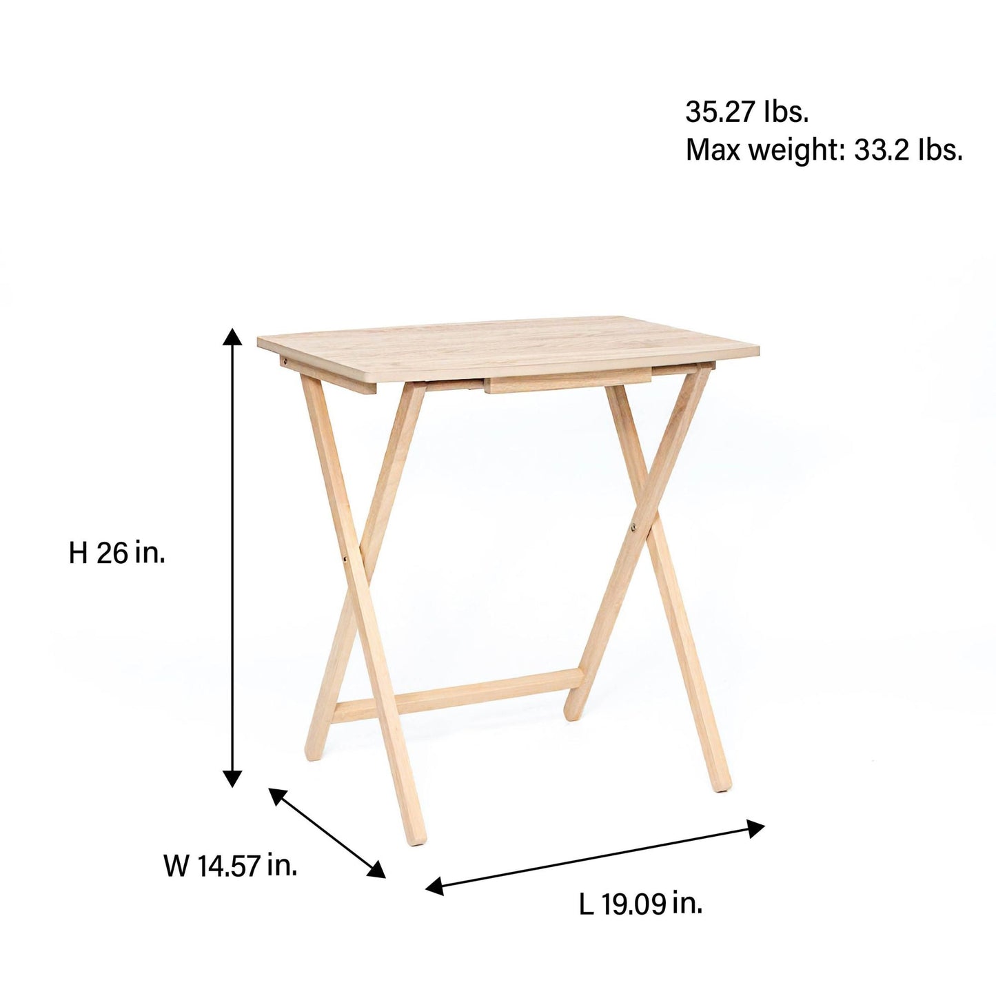 PJ Wood 5 Pack XL Oversize Tray Table for Living Room or Kitchen, Natural Wood