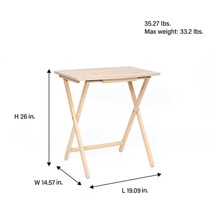 PJ Wood 5 Pack XL Oversize Tray Table for Living Room or Kitchen, Natural Wood