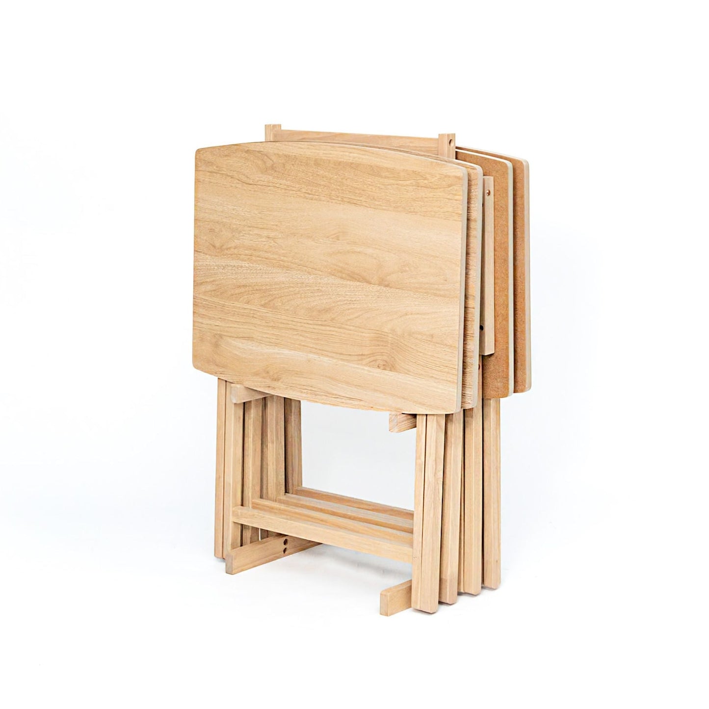 PJ Wood 5 Pack XL Oversize Tray Table for Living Room or Kitchen, Natural Wood