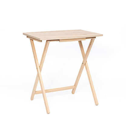 PJ Wood 5 Pack XL Oversize Tray Table for Living Room or Kitchen, Natural Wood